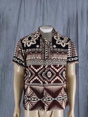 Hawaiian Shirt - Fiji Tapa Tribal Patterns - Men's Small